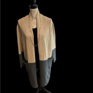 Michael Kors Beige and Gray Colorblock Cardigan